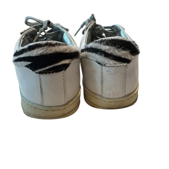P448 White and Gray Zebra Perforated Sneakers - Picture 2 of 6